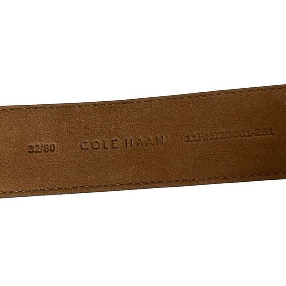 Cole Haan Brown Leather Belt With Black Dot Pattern & Silver Buckle - Picture 8 of 8
